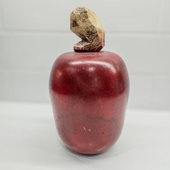 Wooden Red Delicious Apple Decor w/ Wood Stem, Rustic Farmhouse, Country - 8”H - Picture 2 of 6